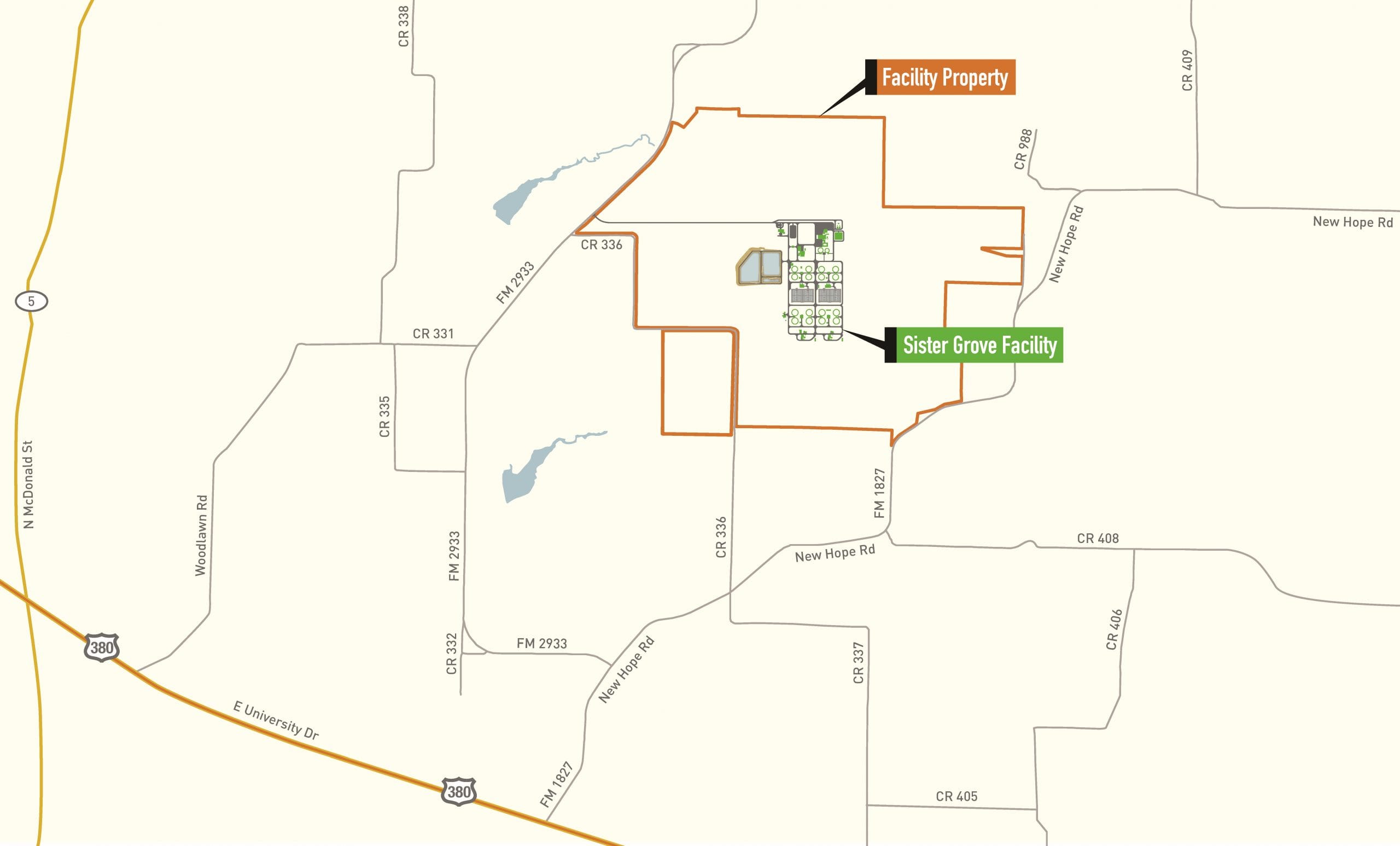 April 13, 2020 Sister Grove RWRRF Site Map Property and Facility Labels Only Scaled